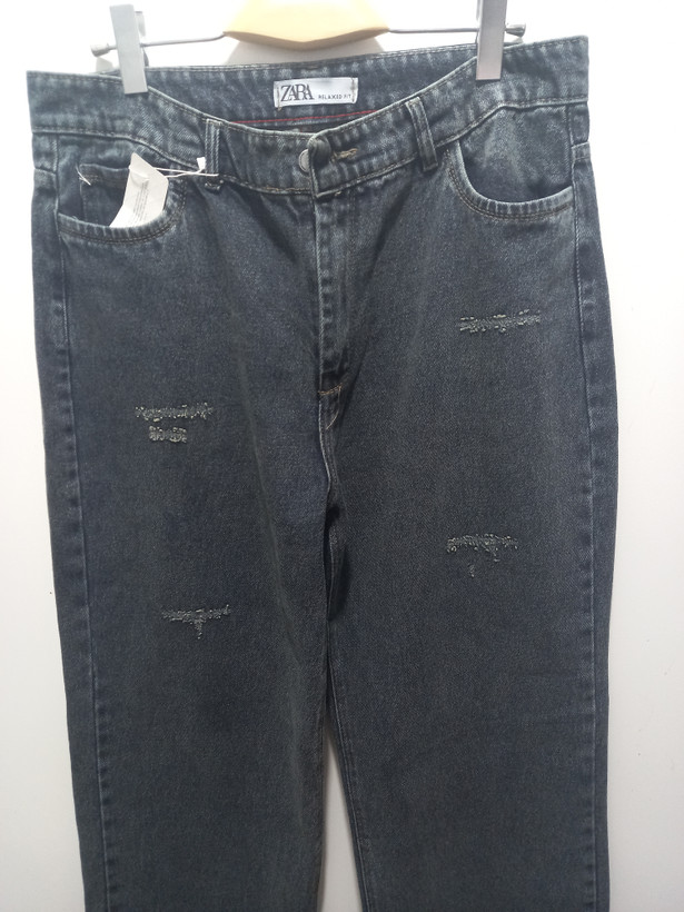 شلوار جین نیم بگ زنانه ZARA | کد BSA-002 | رنگ طوسی تینت فسفری