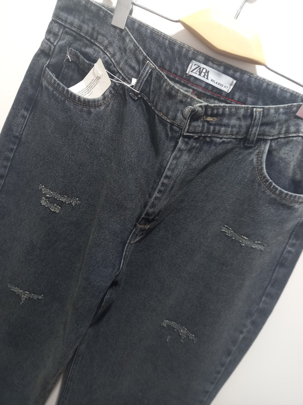 شلوار جین نیم بگ زنانه ZARA | کد BSA-002 | رنگ طوسی تینت فسفری