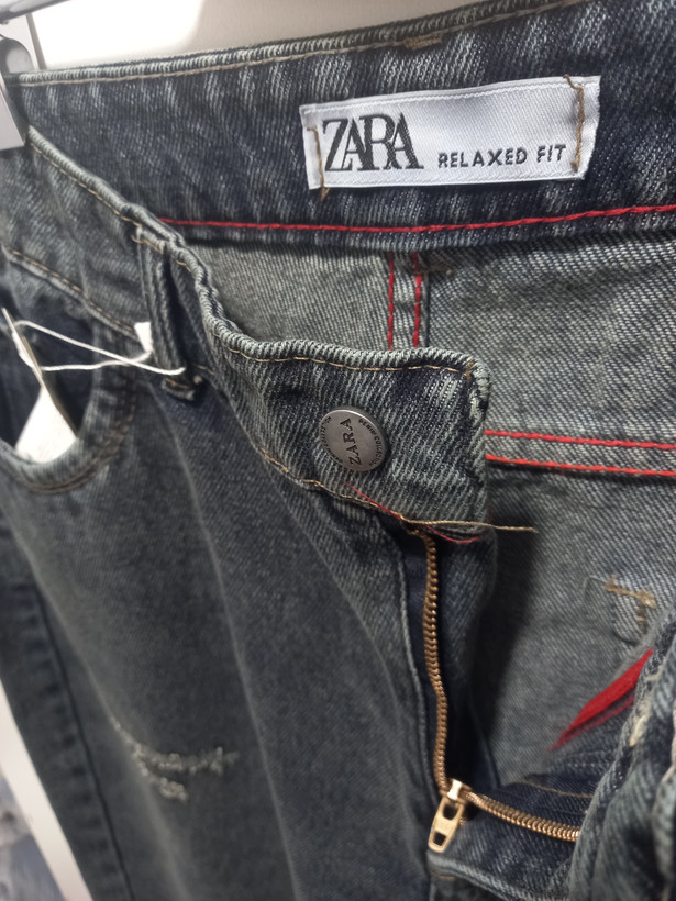 شلوار جین نیم بگ زنانه ZARA | کد BSA-002 | رنگ طوسی تینت فسفری
